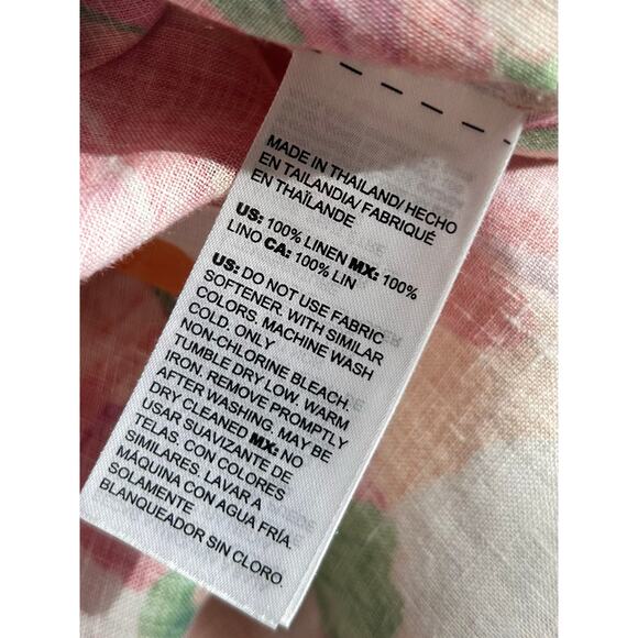 Chico's Women's Floral No-Iron Linen 3/4 Sleeve Foliage Shirt Multicolor Size 16 - Picture 9 of 11